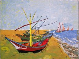 Boote am Strand nach van Gogh